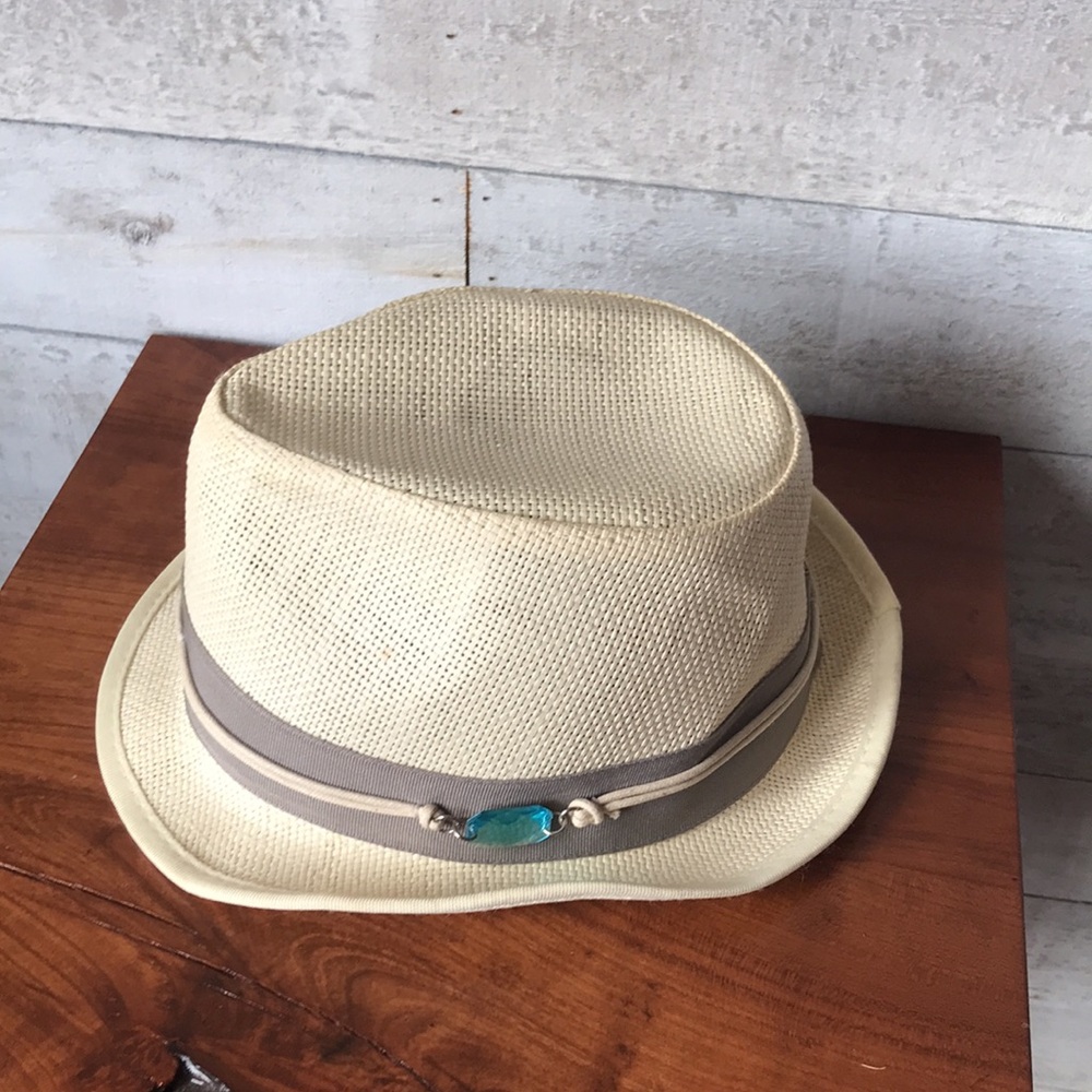 Peter Grimm Stylish Cream Fedora with Gray Band